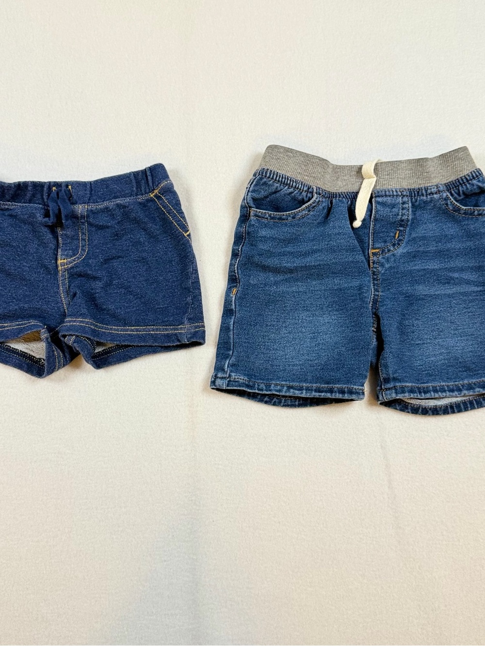 Kids Knit-Waist Denim Shorts - Blue